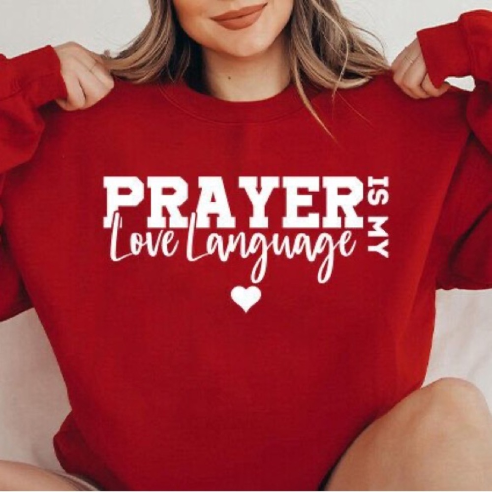 Bold Red Graphic Sweatshirt - Prayer Love Language